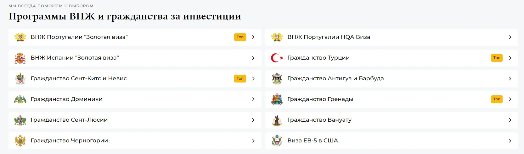 Инвестиционные программы миграции